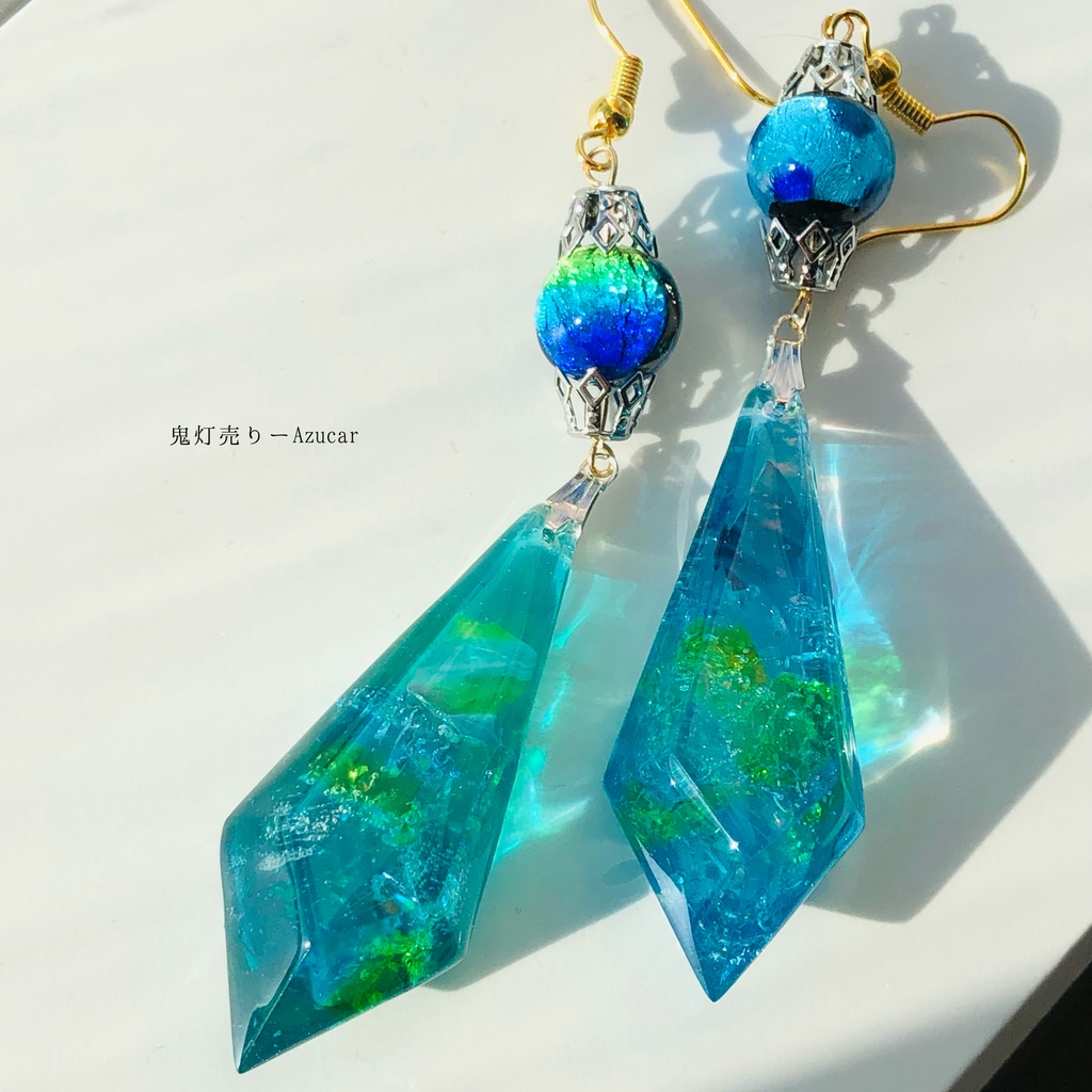 №1593 ❁¨̮ 琉球ガラスのレジンピアス・イヤリング - ピアス