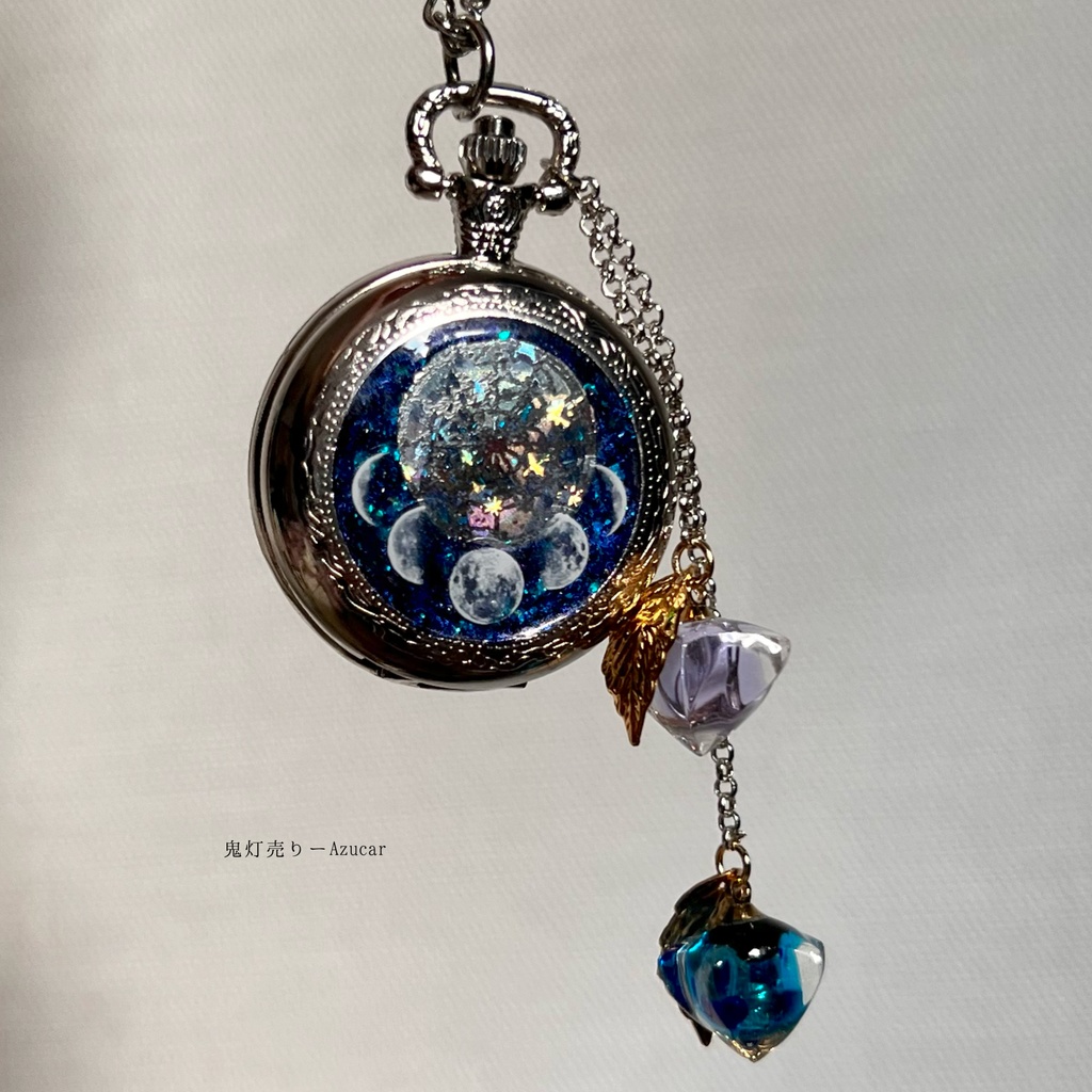 ★鬼灯達と月の満ち欠け懐中時計★蓄光と色変化✴︎ 着物や袴の和装小物にも☆