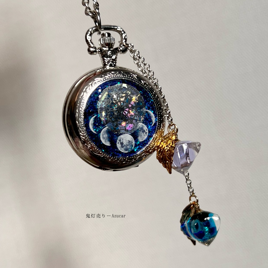 ★鬼灯達と月の満ち欠け懐中時計★蓄光と色変化✴︎ 着物や袴の和装小物にも☆