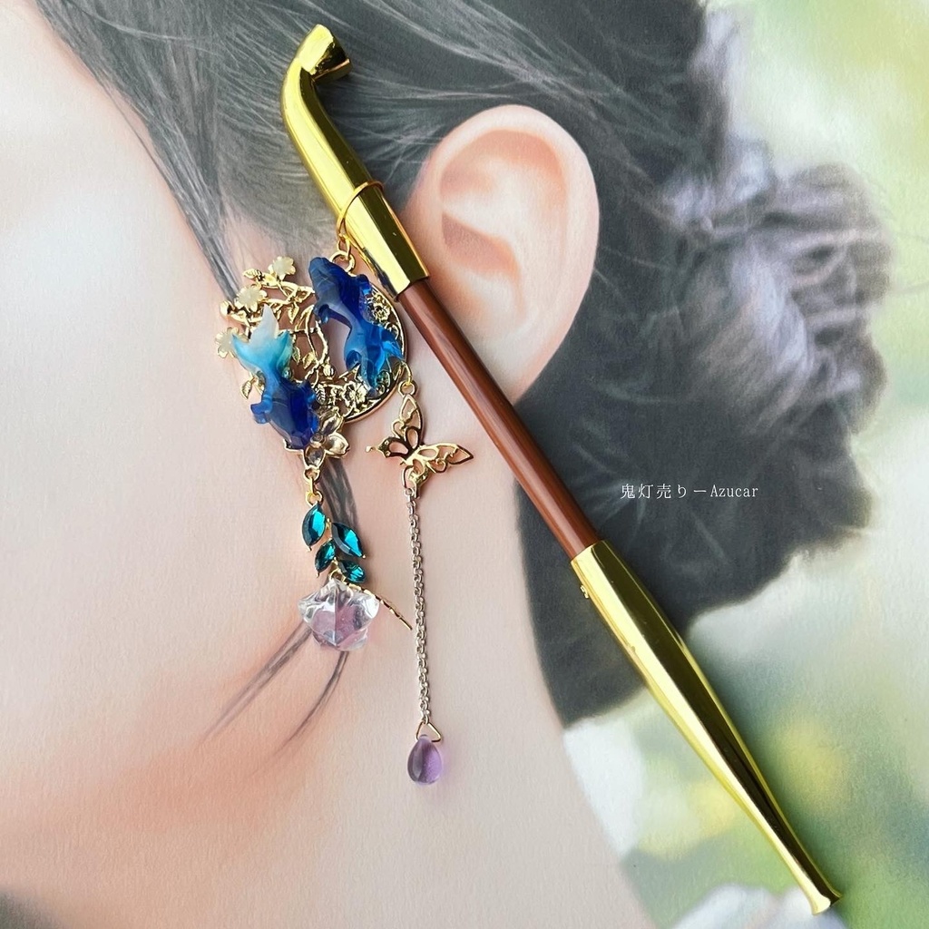 金魚と鬼灯の煙管かんざし 和風簪 着物や浴衣、袴などセレモニー、成人式、イベントやコスプレ、ディスプレイなどにも☆