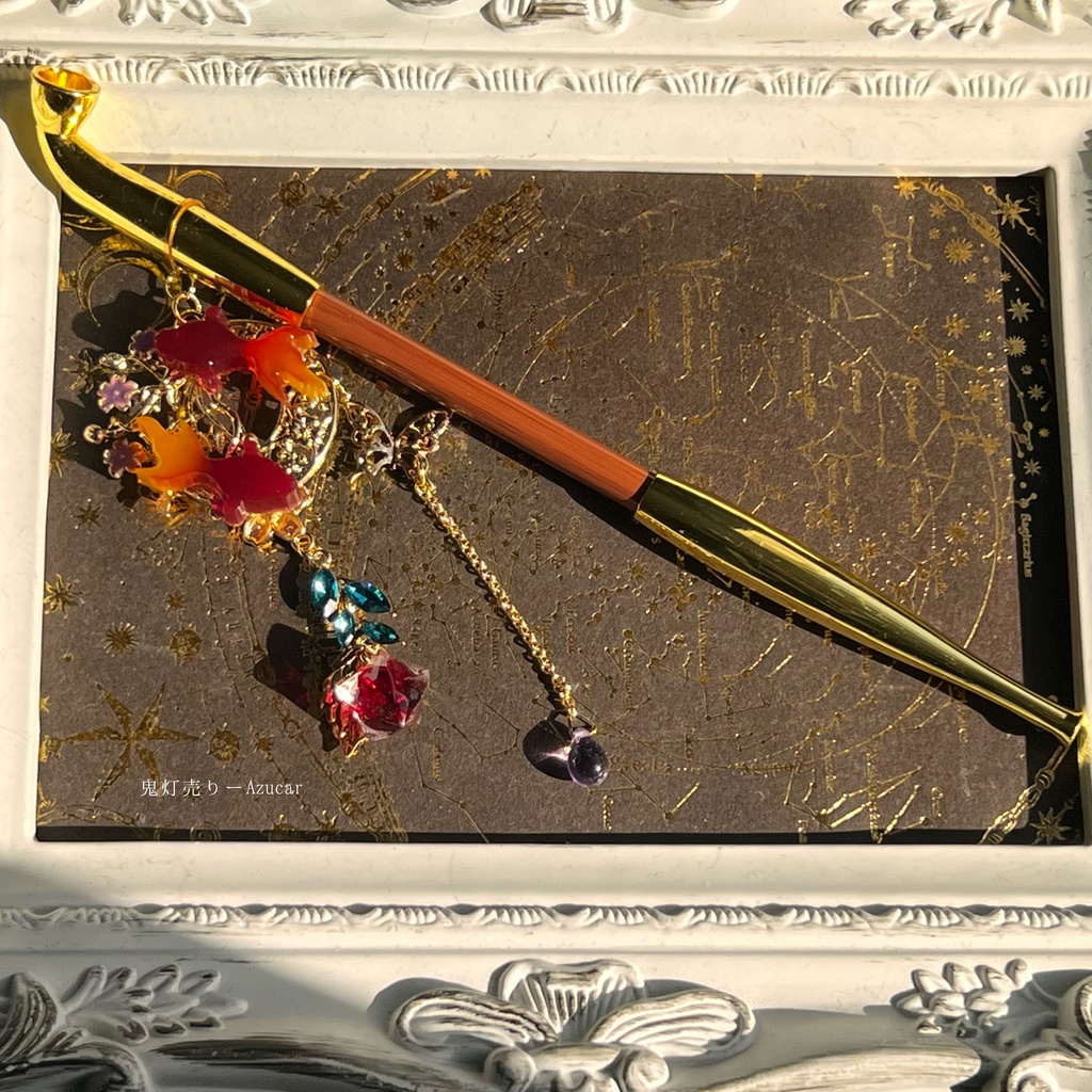 金魚と鬼灯の煙管かんざし 和風簪 着物や浴衣、袴などセレモニー、成人式、イベントやコスプレ、ディスプレイなどにも☆(紅version)