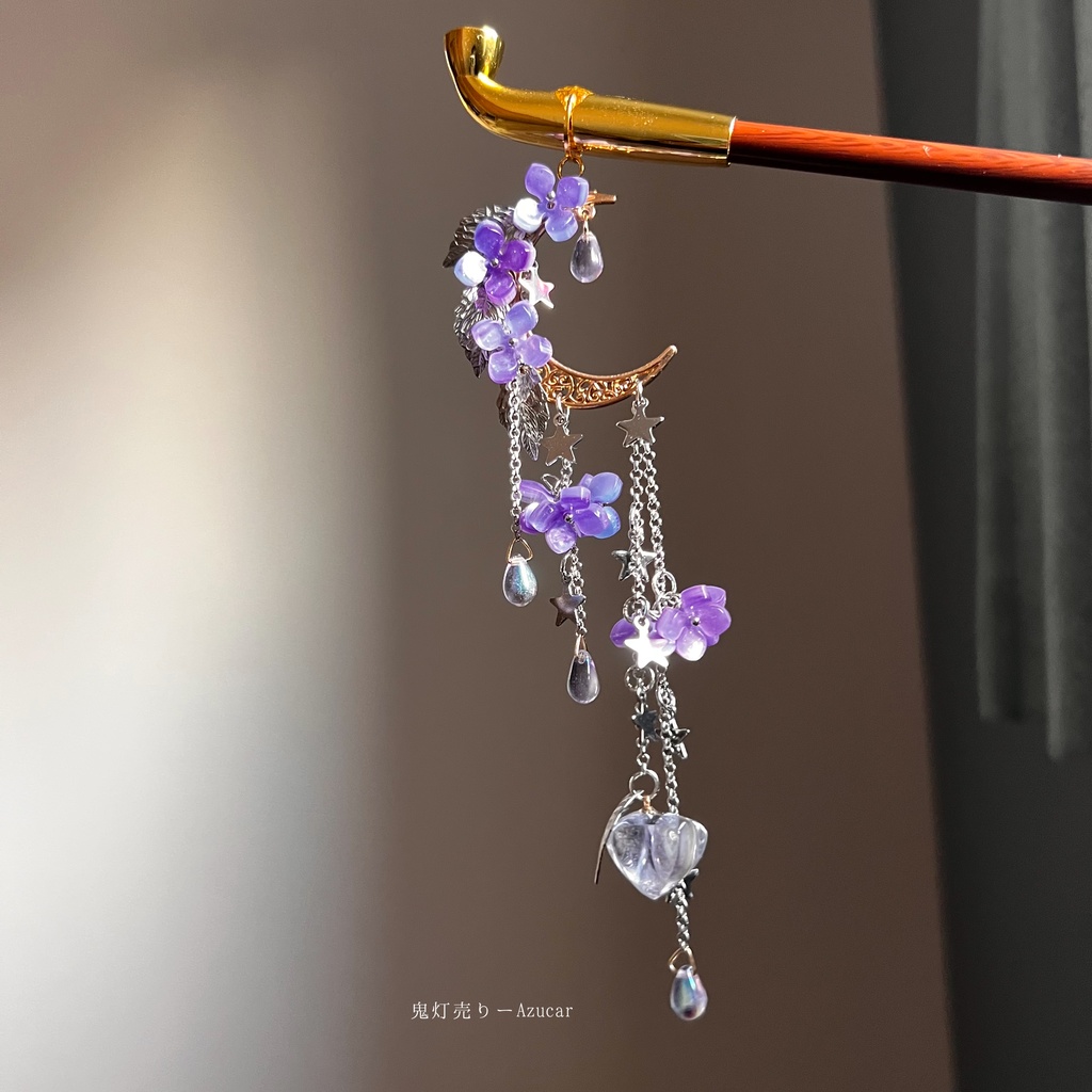 紫陽花と鬼灯の煙管かんざし 和風簪 着物や浴衣、袴などセレモニー、成人式、イベントやコスプレ、ディスプレイなどにも✴︎