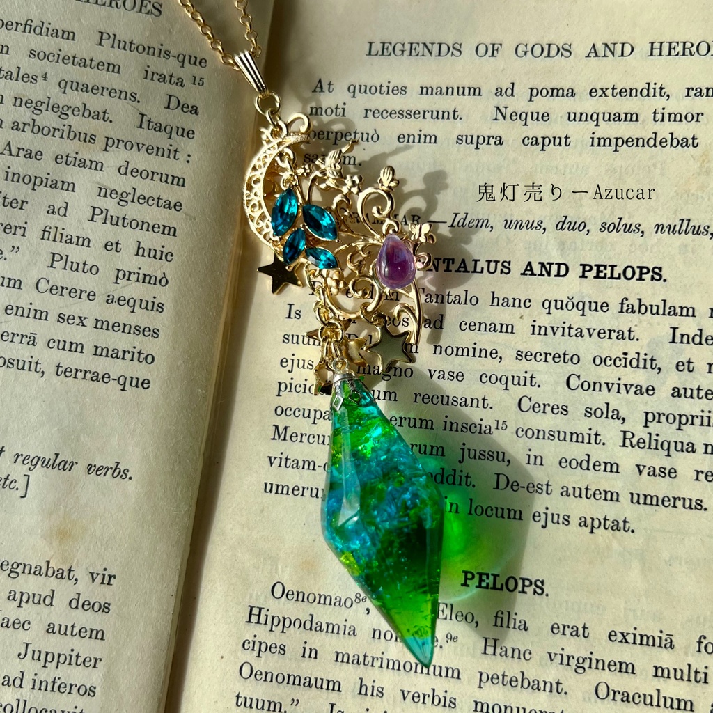 エメラルドの月光ペンデュラムネックレス 琉球ガラス