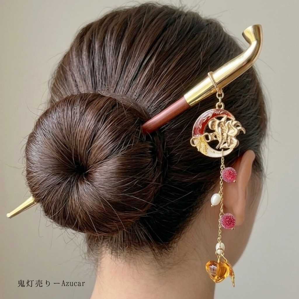 紅彼岸花×鬼灯 キセルかんざし 和装アクセサリー ハンドメイド