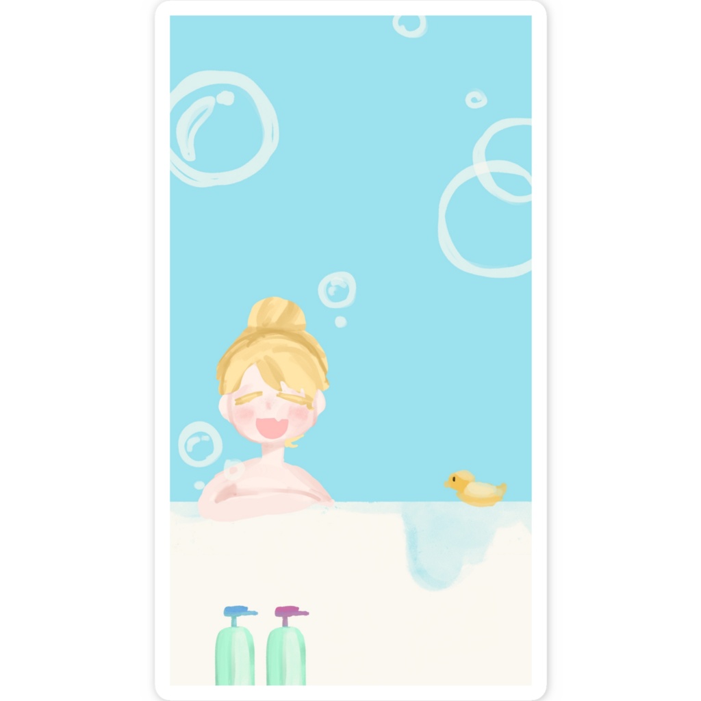 スマホステッカー【おふろタイム】