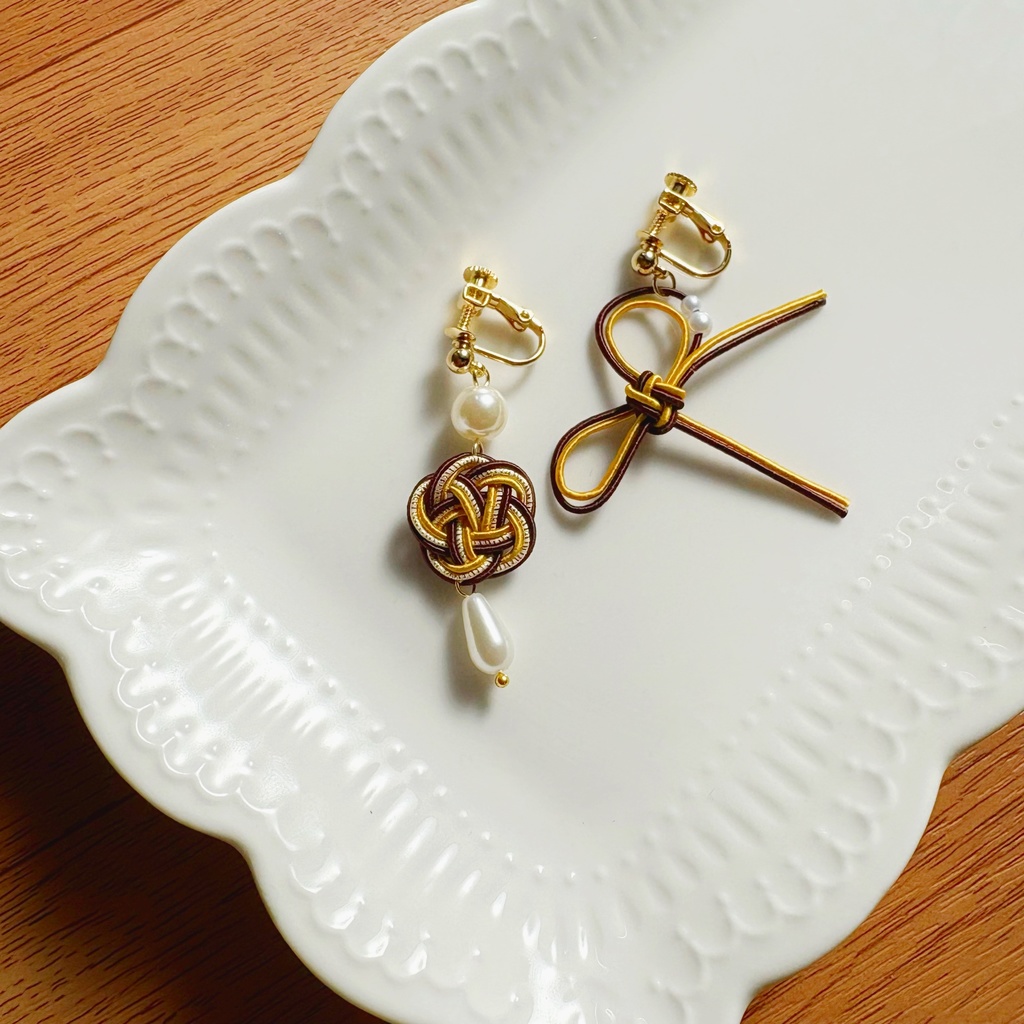 鍾離イメージ水引イヤーアクセサリー