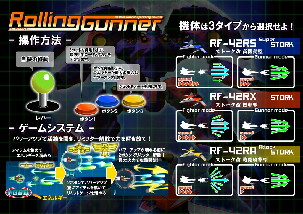 Rolling Gunner インストラクションカード