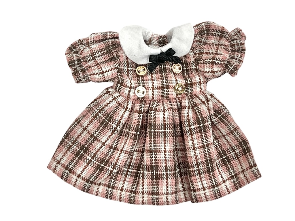 リボン付きチェック柄ワンピース(3色展開)