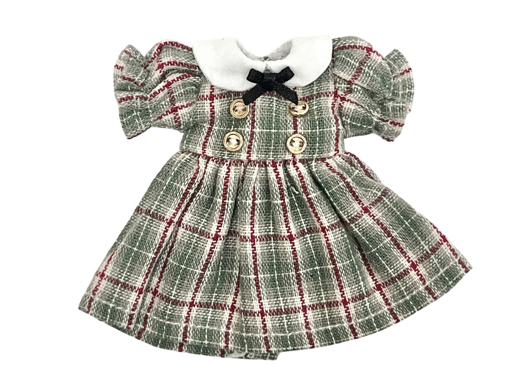 リボン付きチェック柄ワンピース(3色展開)