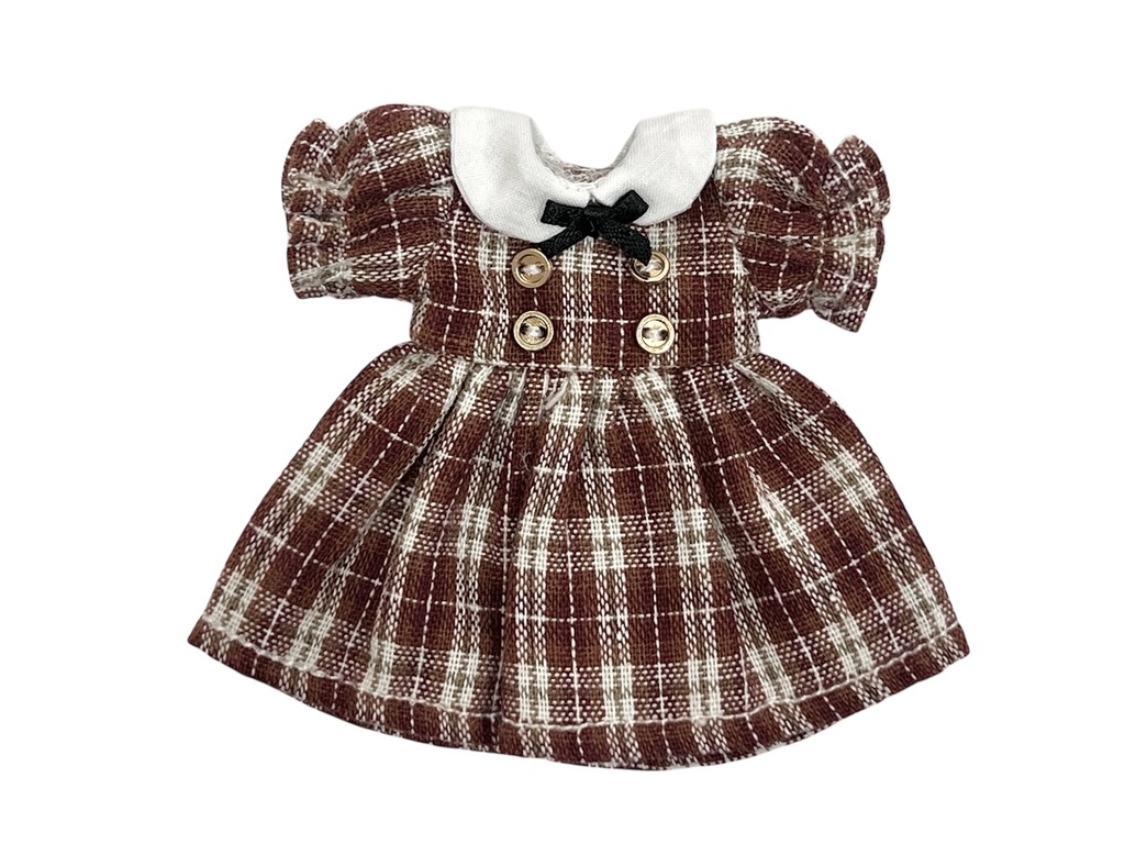 リボン付きチェック柄ワンピース(3色展開)