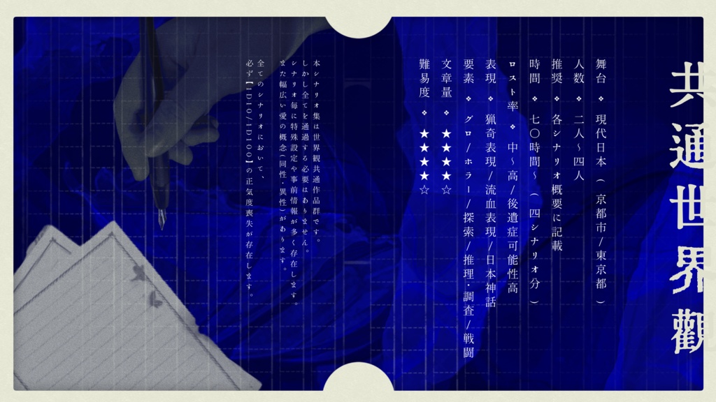 【概要のみ】CoCシナリオ集『青星の輝石』