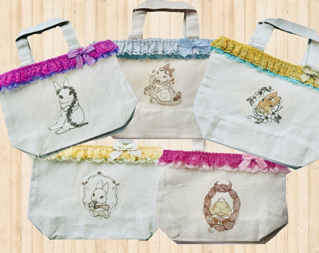 童話モチーフレースのミニトートバック