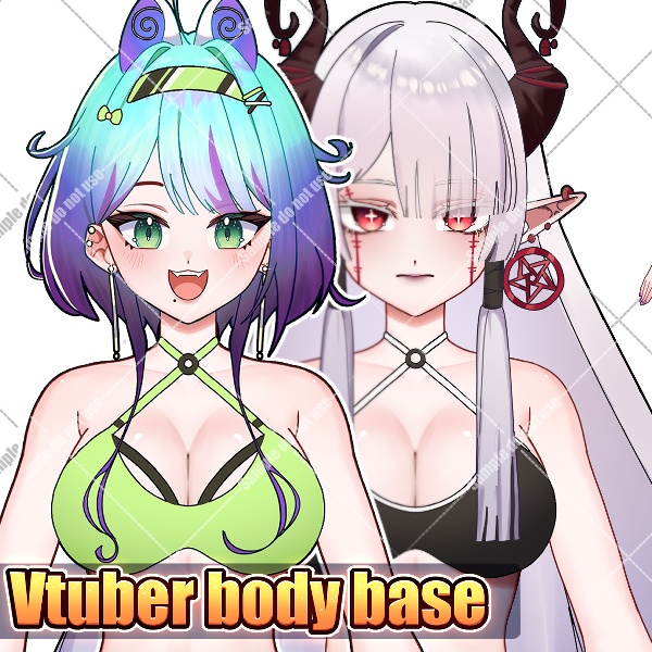 [P2U] Anime Vtuber Body Base (Front/Back views) - Easy Rigging Practice & Live2D Design for Beginners