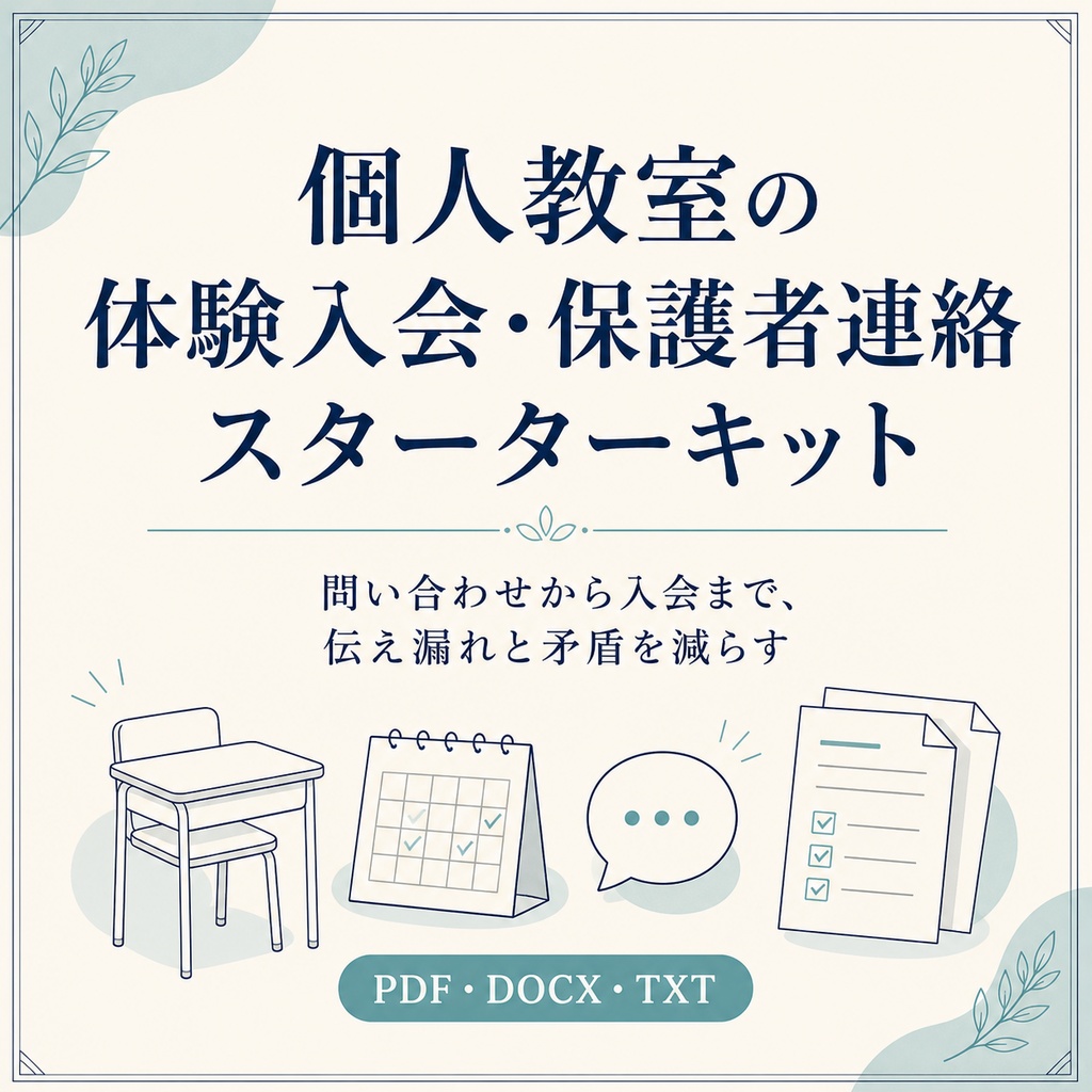 個人教室の体験入会・保護者連絡スターターキット