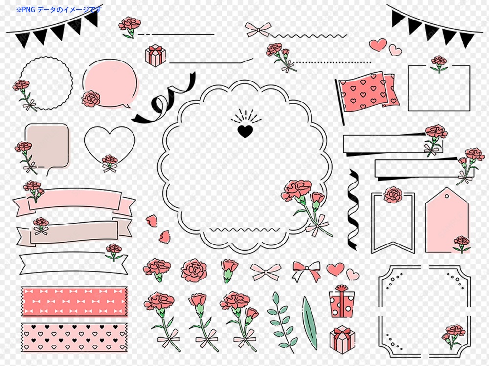 母の日のシンプルなラインフレームあしらいセット