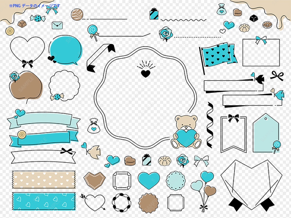 ホワイトデーのシンプルなラインフレームあしらいセット