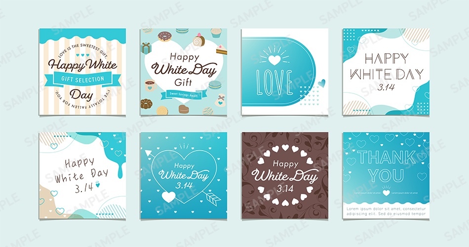 ホワイトデーの正方形バナー8個セット