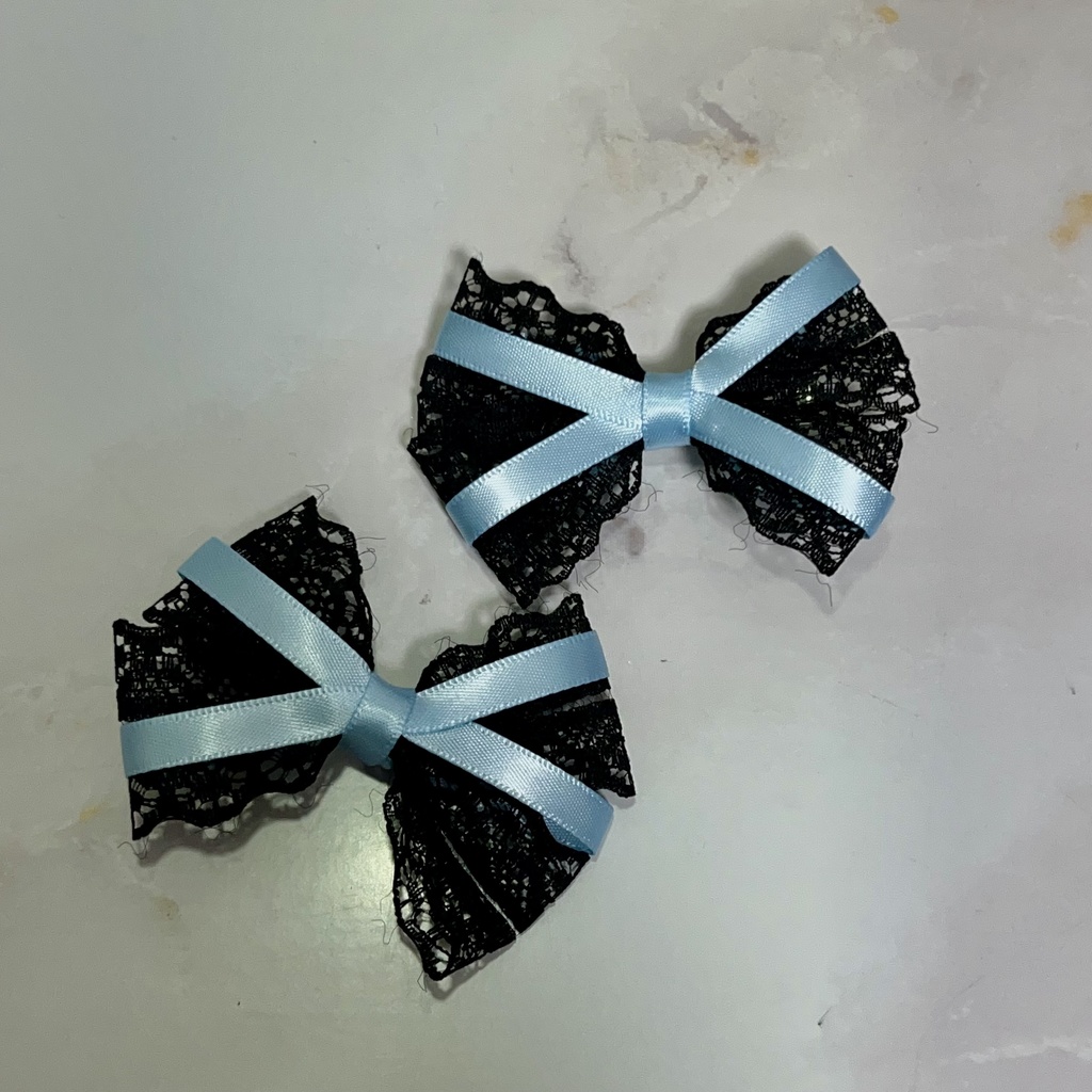 レースリボンヘアクリップ(水色)