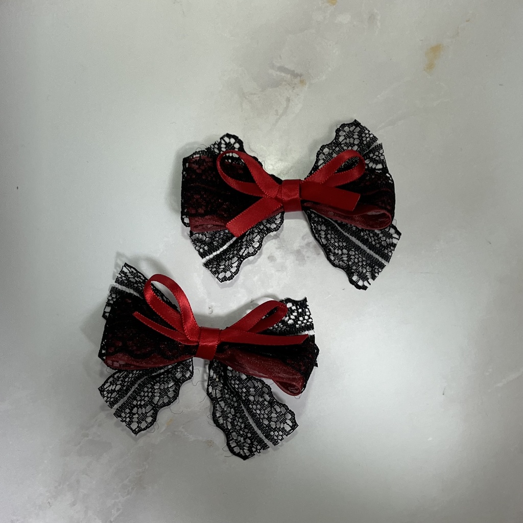 レースダブルリボンヘアクリップ