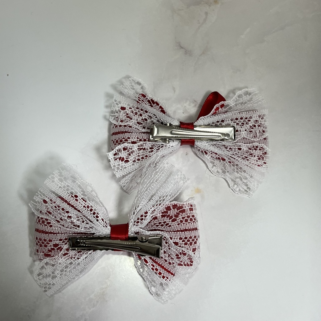 レースダブルリボンヘアクリップ