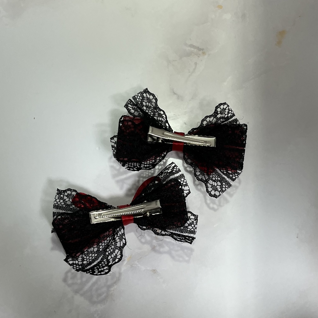 レースダブルリボンヘアクリップ