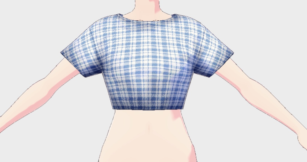 [vroid] - 半袖Tシャツ/ Short Sleeve Mini Tee (Blue Plaid)