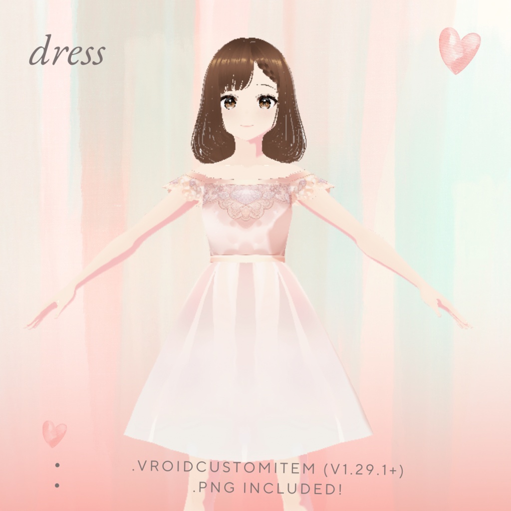 【Vroid用衣装テクスチャ】オーロラファンタジードレス Aurora Fantasy Dress