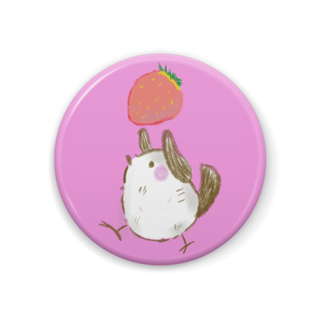 シマエナガといちご缶バッジ