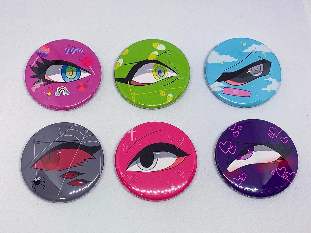 缶バッチ〖カワイイは目元から〗全6種