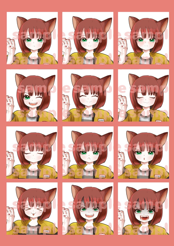 【無料版有り】立ち絵素材(ケモミミの女の子 表情13種類)