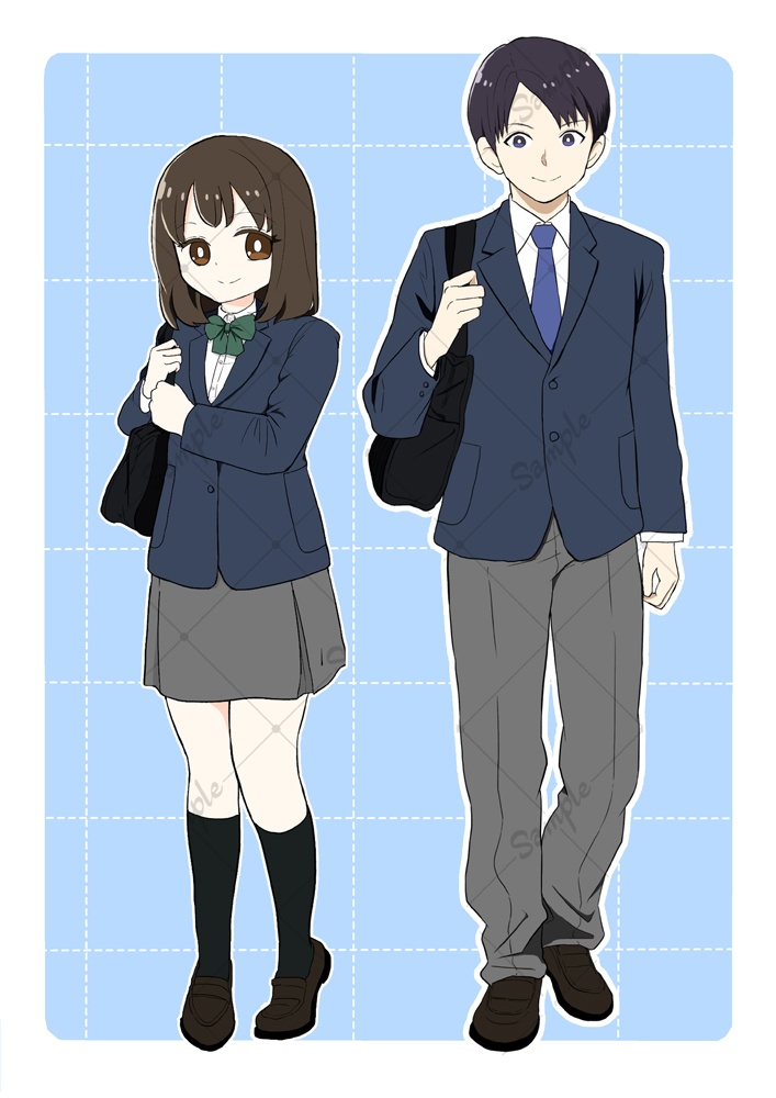 立ち絵素材(高校生の男女 各4種類+2)