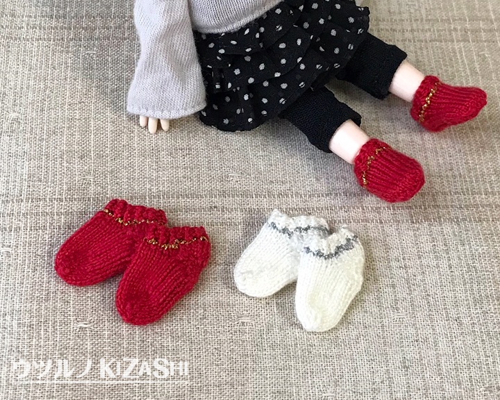 [オビツ11＆キューポッシュ]手編み靴下・ライン