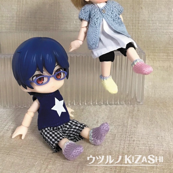 [オビツ11＆キューポッシュ]手編み靴下・パステル