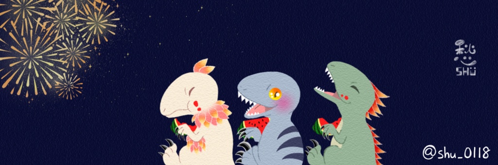 フリーヘッダー(恐竜)【みてー!】