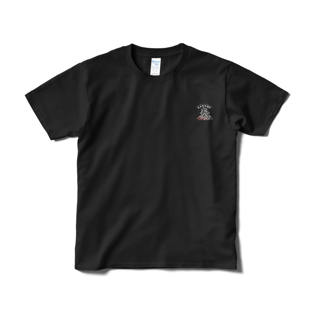 「奏」ワンポイントロゴ × 浮世絵風バックプリントTシャツ（和柄・黒T）｜“KANADE Harmony Logo T-Shirt – Japanese Wave Art & Zen Style”