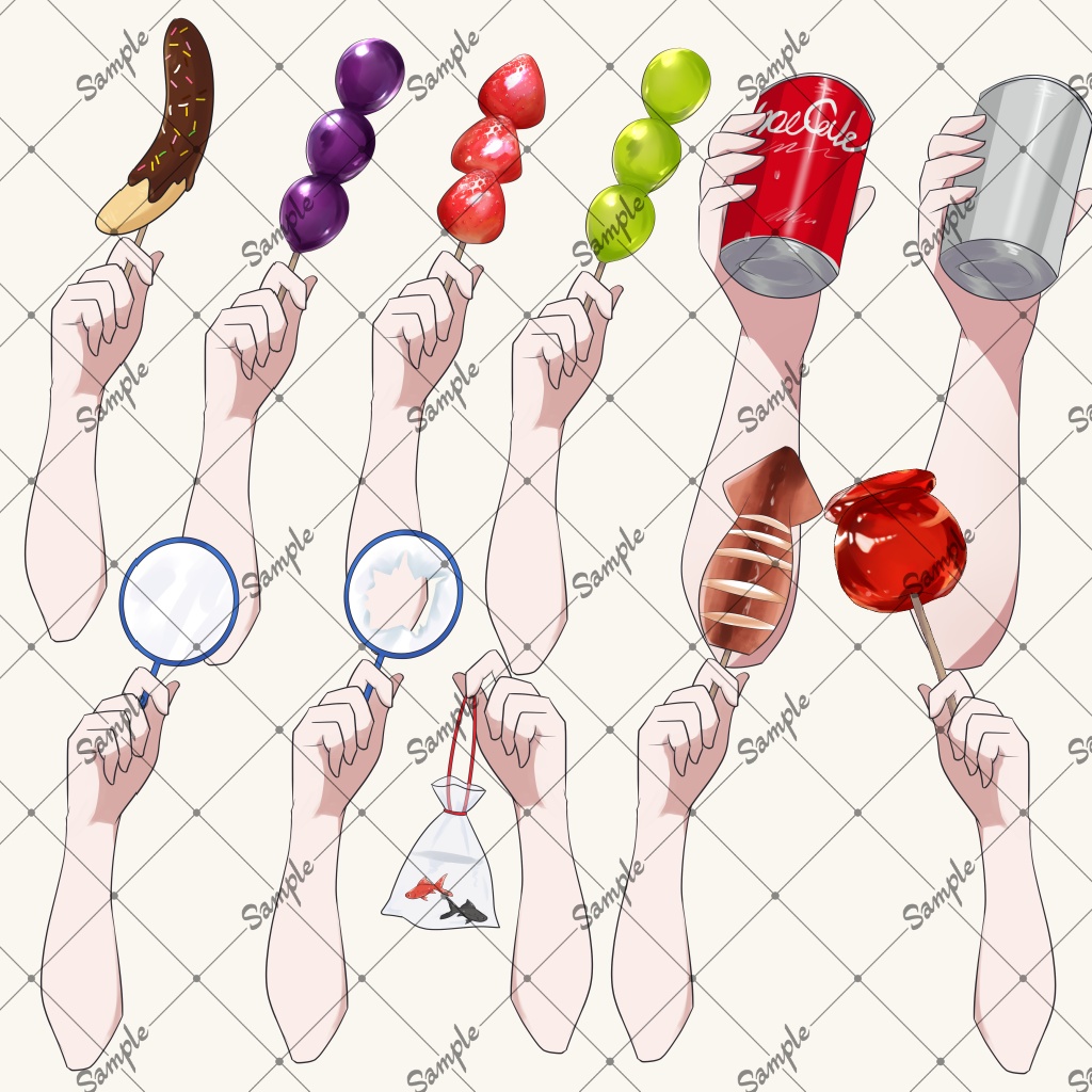 【12種】夏祭り手セットvol.2【高画質/商業利用可】