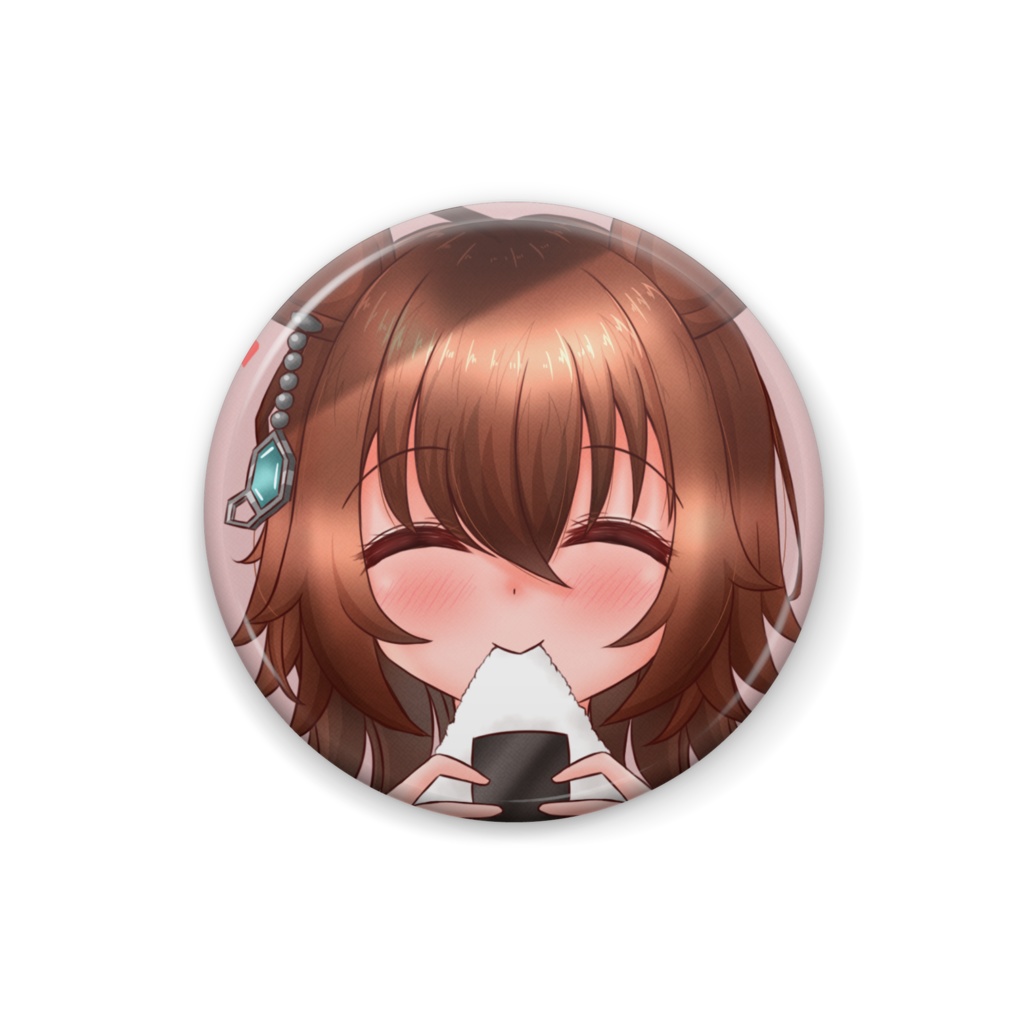 おにぎりを頬張るタキオン缶バッジ