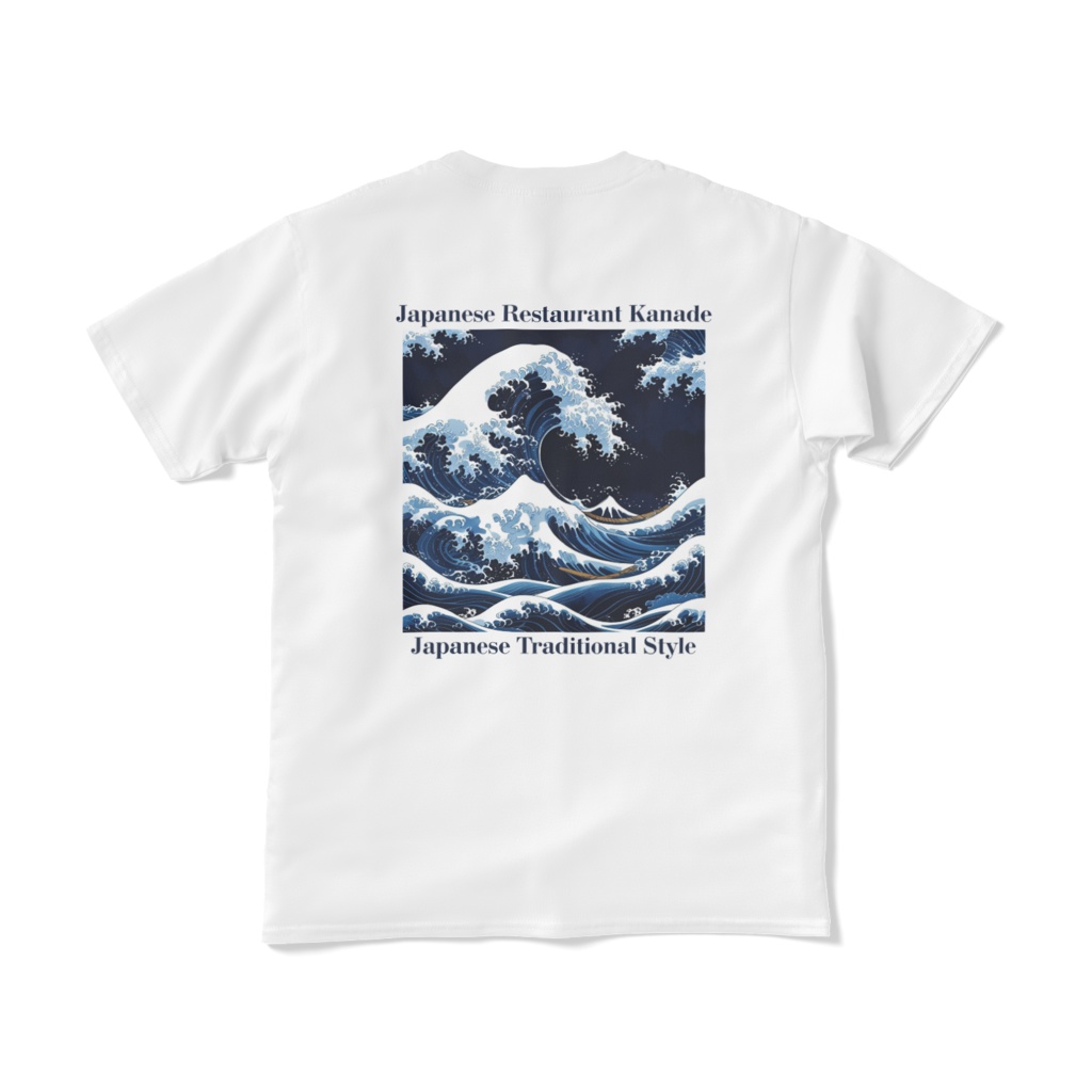 浮世絵風アートバックプリントTシャツ(白)