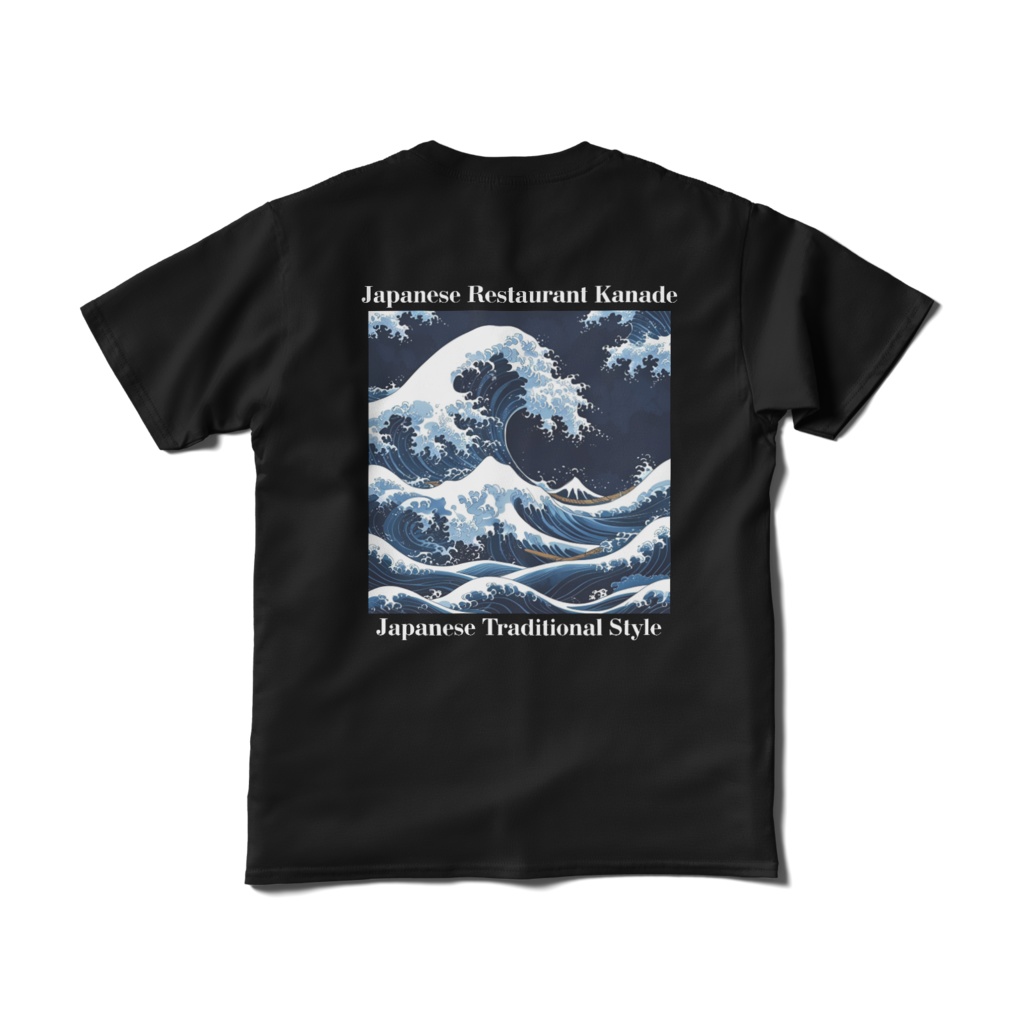浮世絵風アートバックプリントTシャツ（黒）