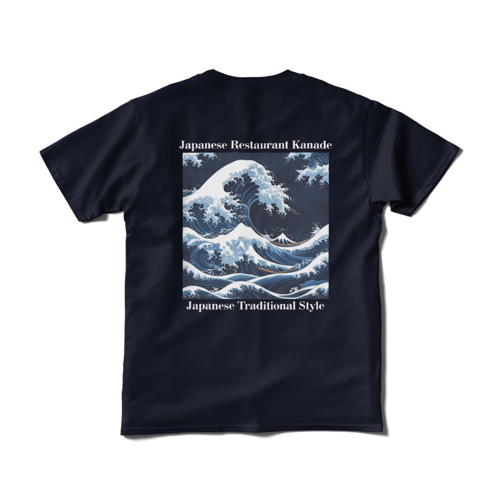 浮世絵風バックプリントTシャツ(ネイビー)