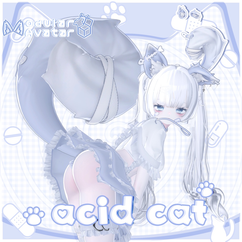 𖦹ʚ Acid Catɞ𖦹Tail+Ears+Collar