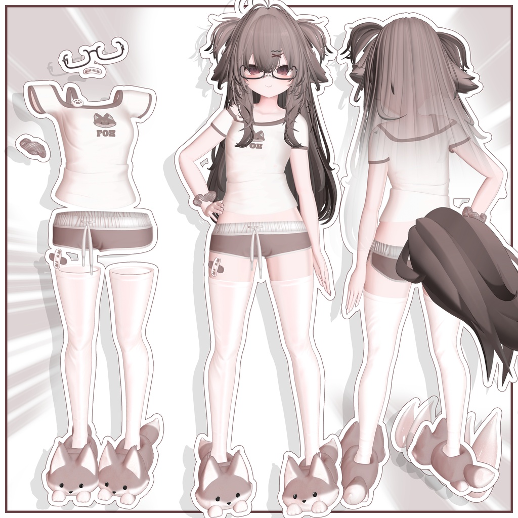 🦊KAGUYA専用🦊Ouchi Set🦊cloth+minitwintails+nail