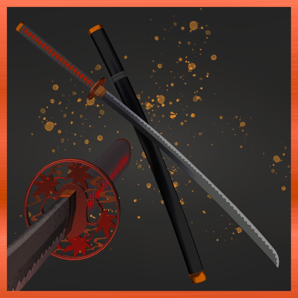 ✨️発売記念セール✨️【VRChat想定】打刀 -緋紅- 【抜刀ギミック・パーティクル付き】