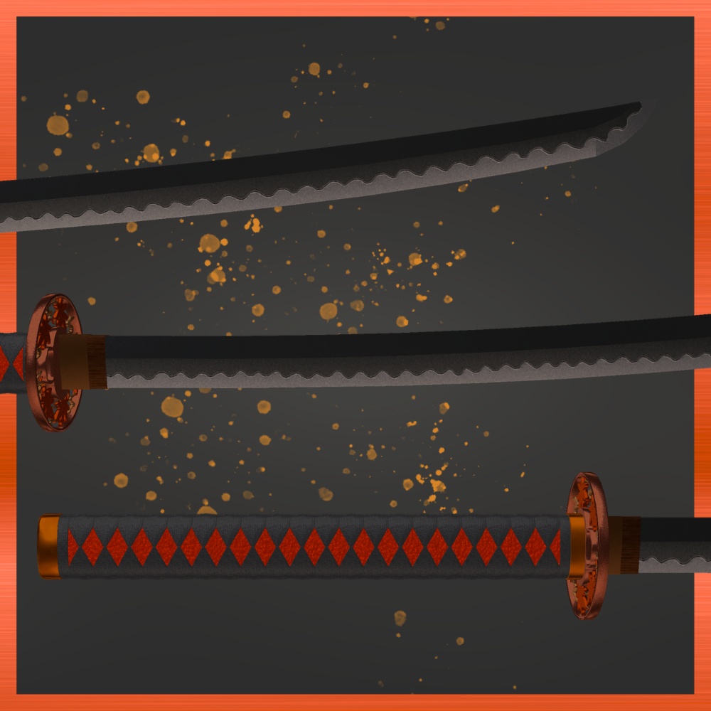 ✨️発売記念セール✨️【VRChat想定】打刀 -緋紅- 【抜刀ギミック・パーティクル付き】