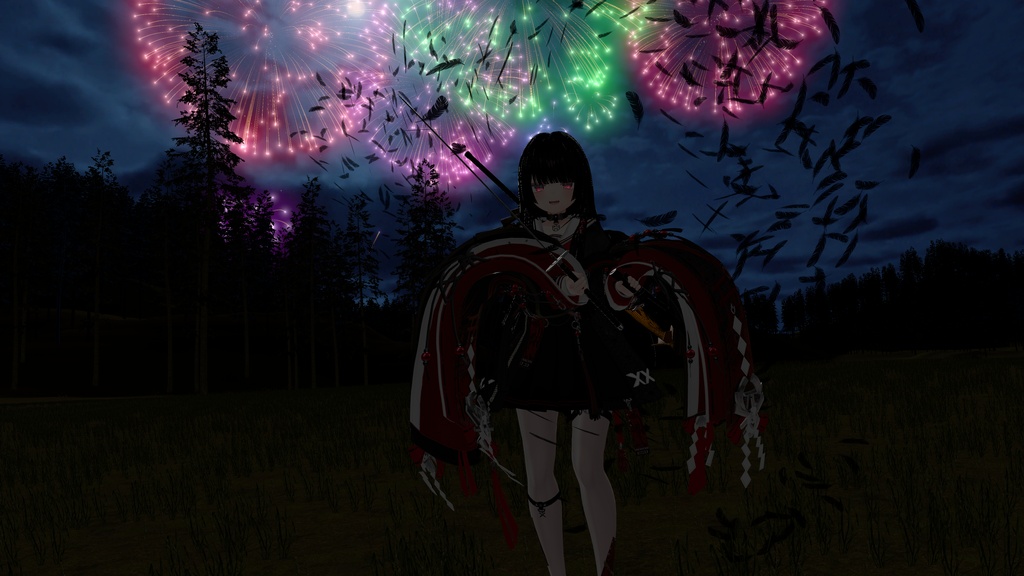✨️発売記念セール✨️【VRChat想定】妖刀 -八咫烏- 【抜刀ギミック・パーティクル付き】