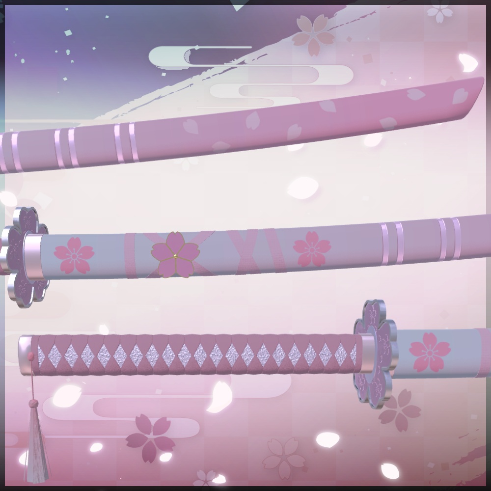 ✨️発売記念セール✨️【VRChat想定】花刀 -朧紅姫- 【抜刀ギミック・パーティクル付き】