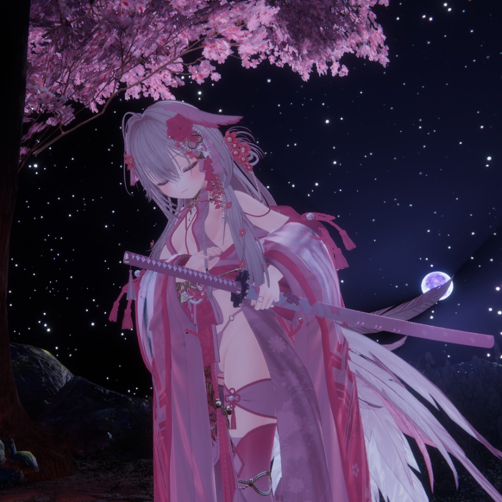 ✨️発売記念セール✨️【VRChat想定】花刀 -朧紅姫- 【抜刀ギミック・パーティクル付き】
