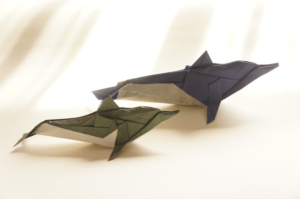 【展開図】折り紙作品イルカ / dolphin crease pattern