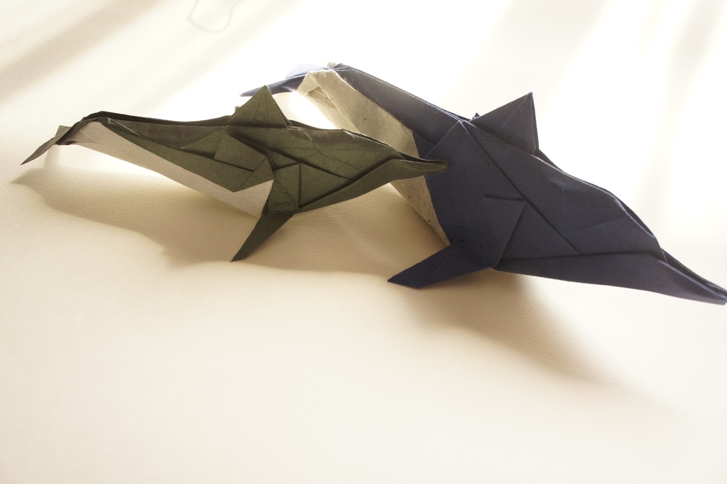 【展開図】折り紙作品イルカ / dolphin crease pattern