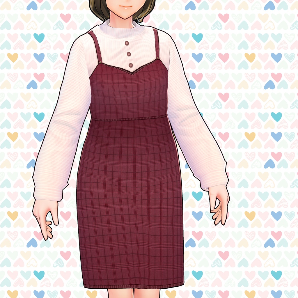 [VRoid]無料版有 ジャンパースカート＆セーターセット